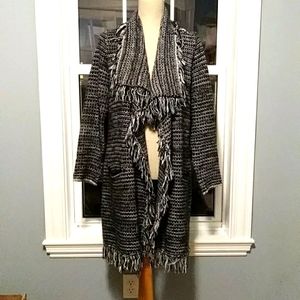 Elena Wang coat sweater b/w